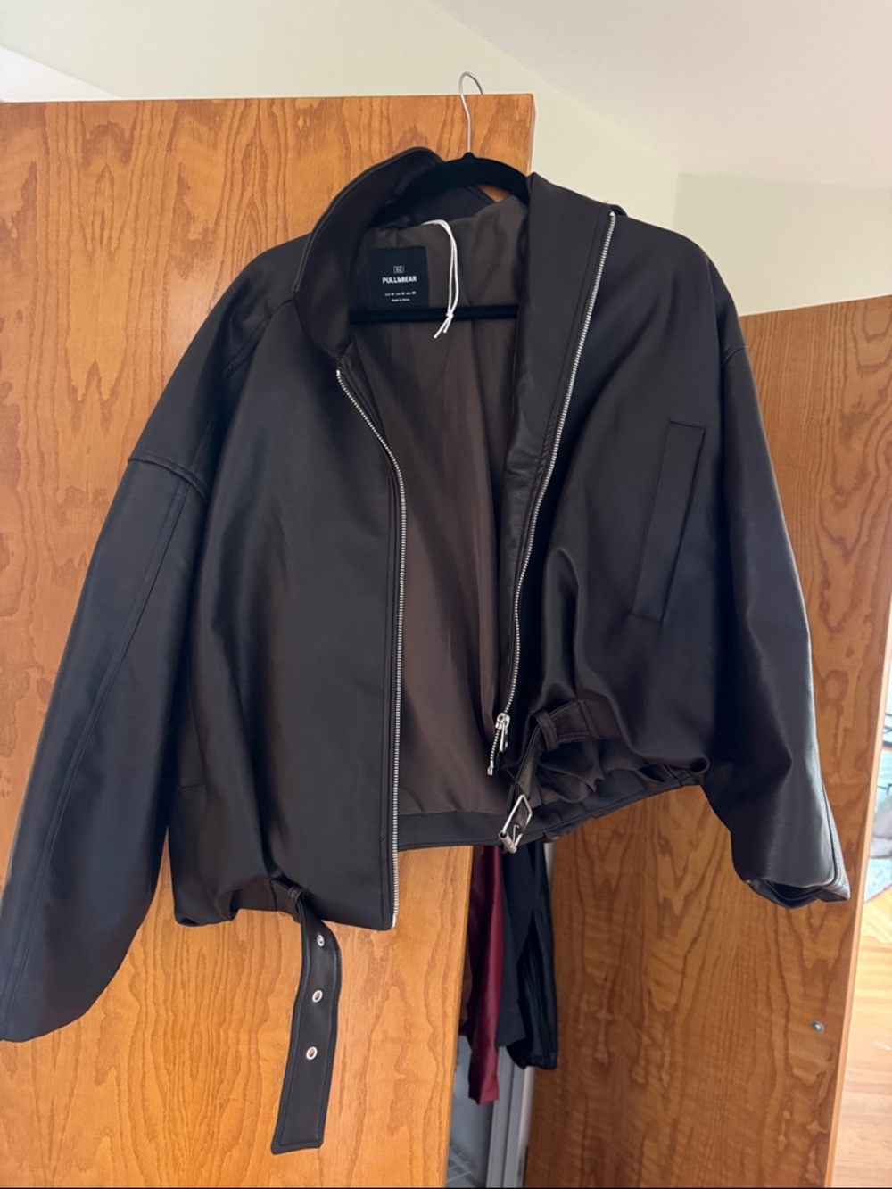 Pull&Bear Brown Faux Leather Biker Jacket